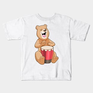 Bear at Music with Drum Kids T-Shirt